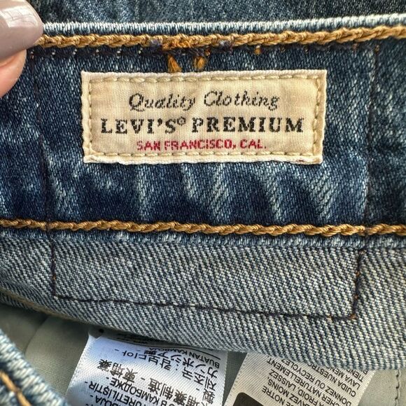 Levi's 70s Inspired High Rise Slim Fit Medium Wash Raw Edge Flare Denim Jeans 28 - Picture 10 of 13